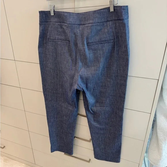 Veronica Beard Chambray Cropped Pants - Size 16 - Picture 7 of 13